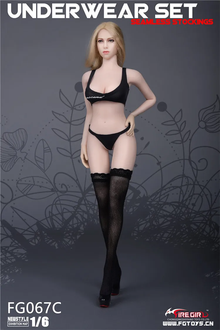 

Набор женских бесшовных чулок, нижнее белье, 3 цвета, 12 дюймов, FG067, 1:6