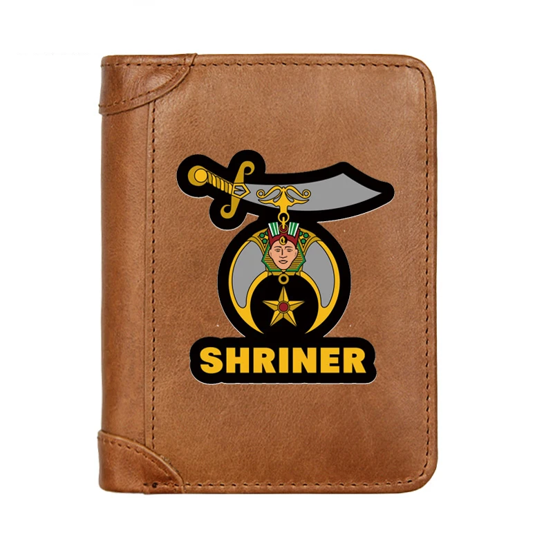 

Винтажный кошелек Masonic Shriner из натуральной кожи, классический мужской деловой Карманный Тонкий держатель для карт, мужские короткие кошельк...