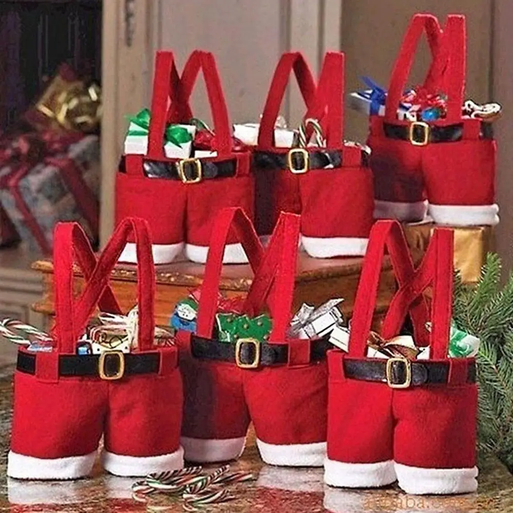 

Christmas Gift Bag Santa Claus Trousers Candy Bag Christmas Bag Candy Bag Presents Decorations For Home Cadeau Noel 2021