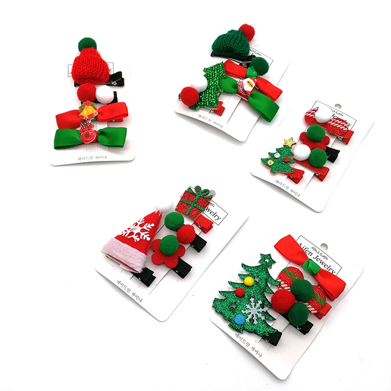 2 ~ 4 шт./компл. Милая Рождественская заколка для волос конфеты Санта-Клаус Шляпа