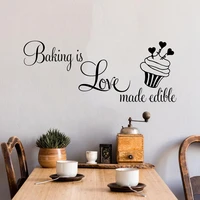 baking is love made edible wall sticker kitchen cake heart family love quote wall decal resturant vinyl home decor