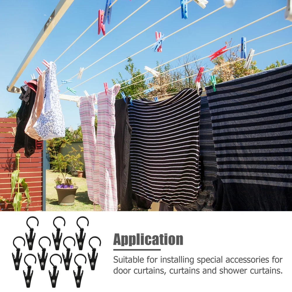

10Pcs Valance Clips Rotatable Curtain Clips Curtain Clamps Coat Hooks