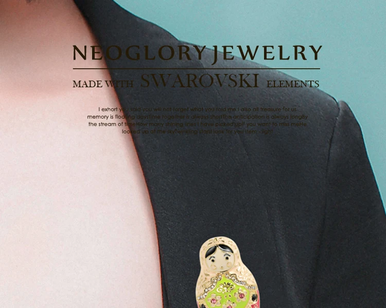 Neoglory яркие сладкие русские Matryoshka броши "Кукла" для женщин милые многоцветные клизмы ювелирные изделия на подарок-сувенир для туриста