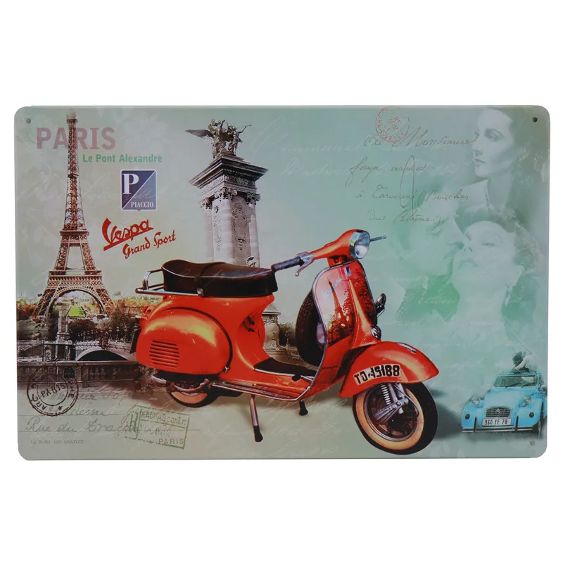 30X20 см винтажная Ретро металлическая жестяная вывеска Vespa мотор жестяная автобусная табличка для бара украшение для бара домашний декор для гаража H31