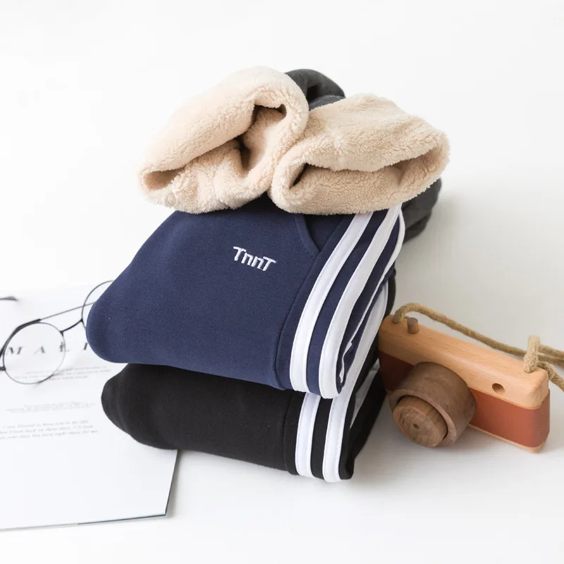 Зимние Детские повседневные штаны с бархатной подкладкой плотные зимние из