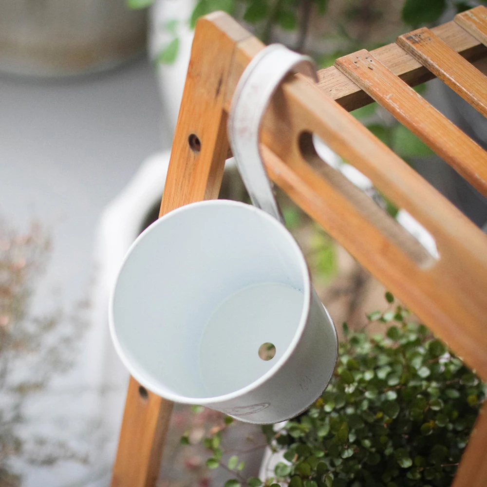 

Flowerpot Bucket Metal Pot 12 PCS Iron Indoor Home Decoration Garden Outdoor Durable Total Height 17cm Railing Fence