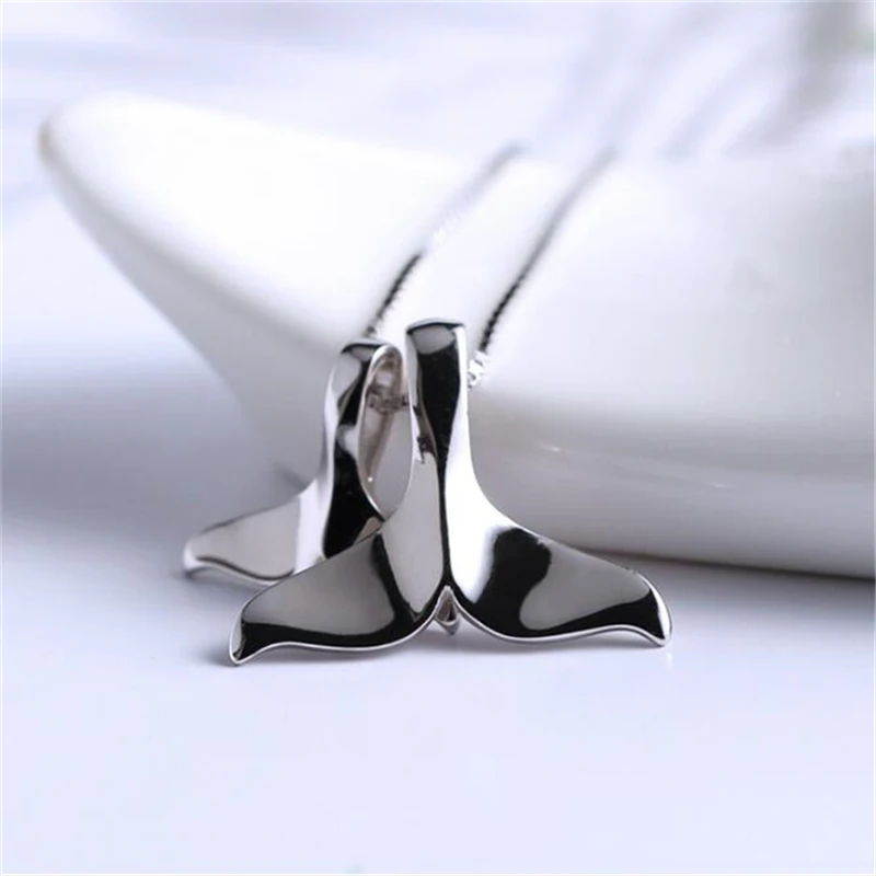 Ataullah Творческий Милый Двойной Рыбий Хвост Дельфин Ожерелья Серебро 925 Ожерелье