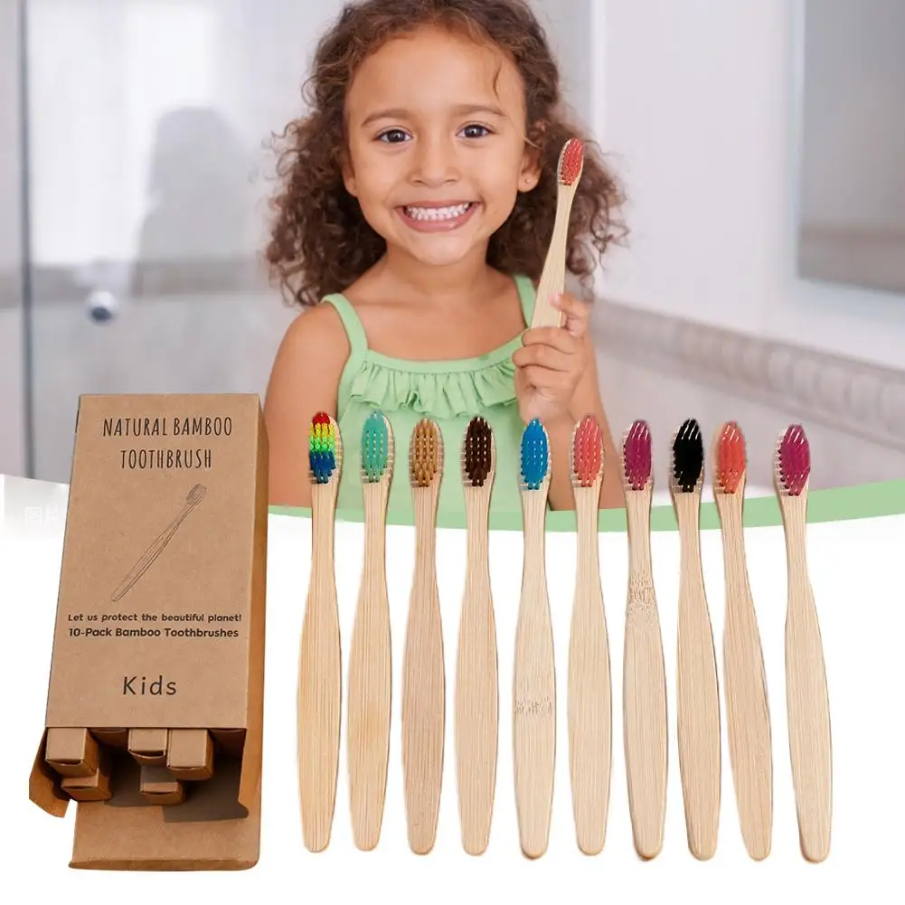 

10pcs/set Child Soft Fibre Environmentally Wood Toothbrush Bamboo ToothBrush Wooden Handle Tooth brush Whitening Oral Care Tool