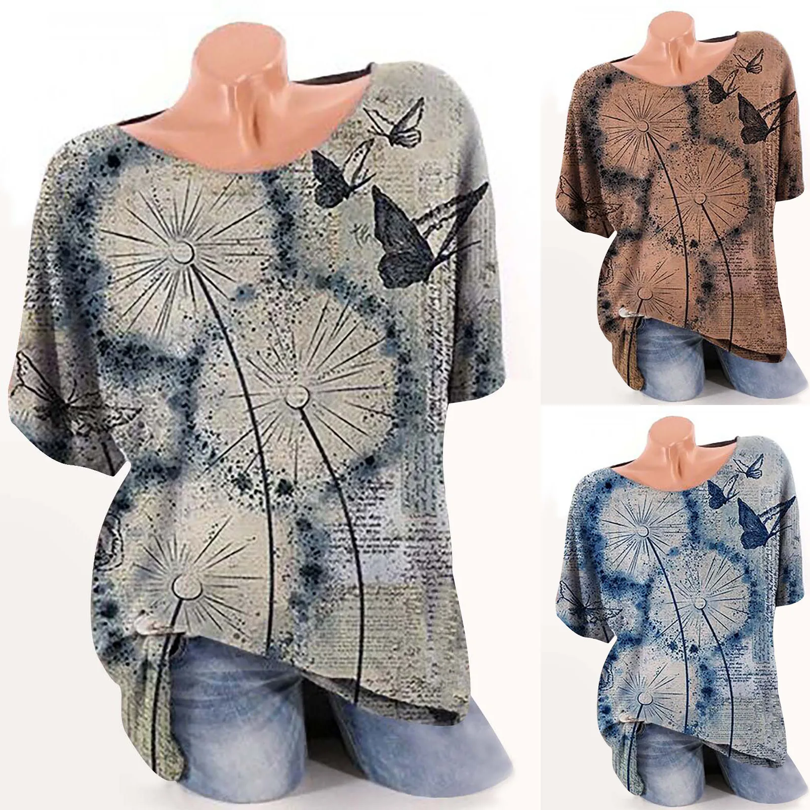 

Women Autumn Tops Loose Butterflys Soft Causal Short Sleeve T-shirt Top woman tshirts for women summer женские ђболки ђболка