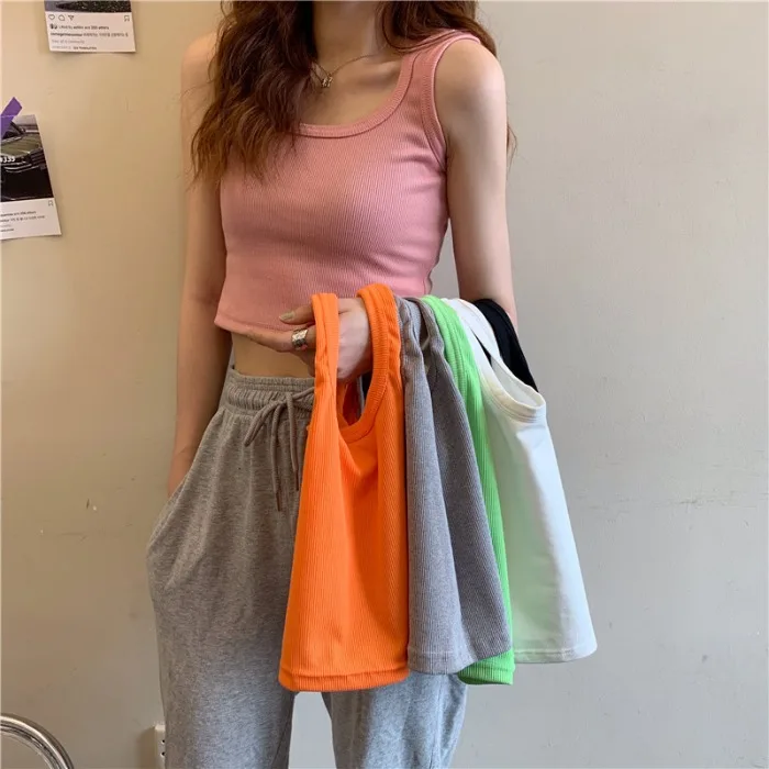 

XUXI Women, Camisole, Vest, T-shirt, Korean, Navel, Summer 2021, Short, T Shirt, Top, Female, E1247