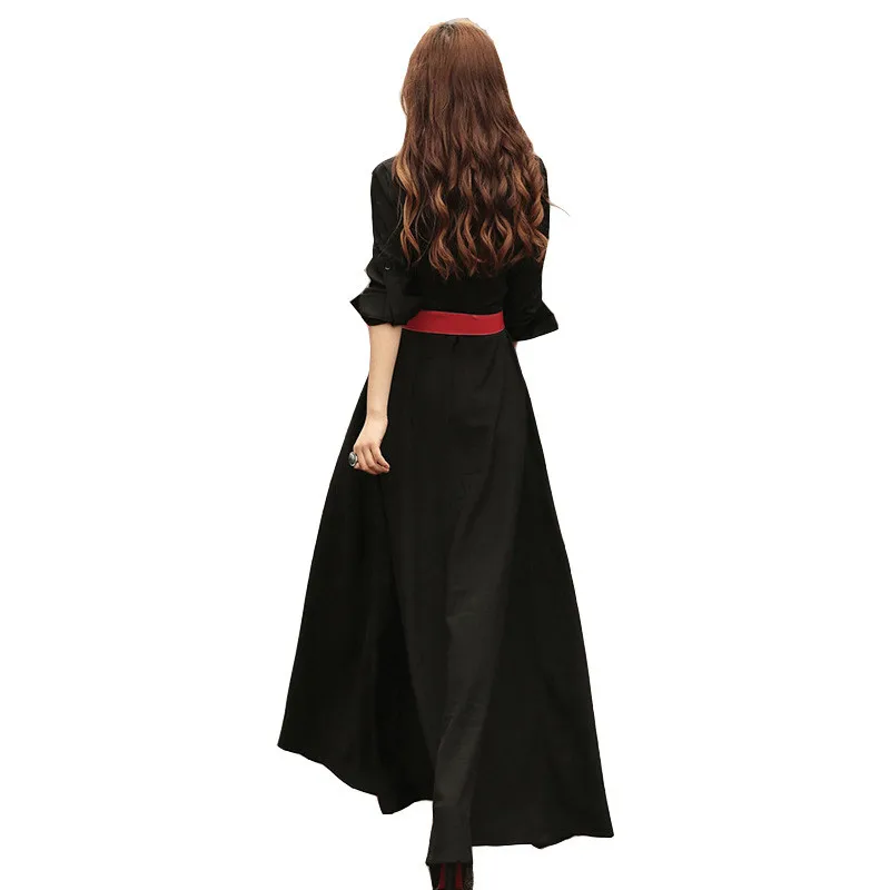 Плюс Размеры осень Бохо длинная рубашка платье 2019 Новая мода пол Длина пляжный