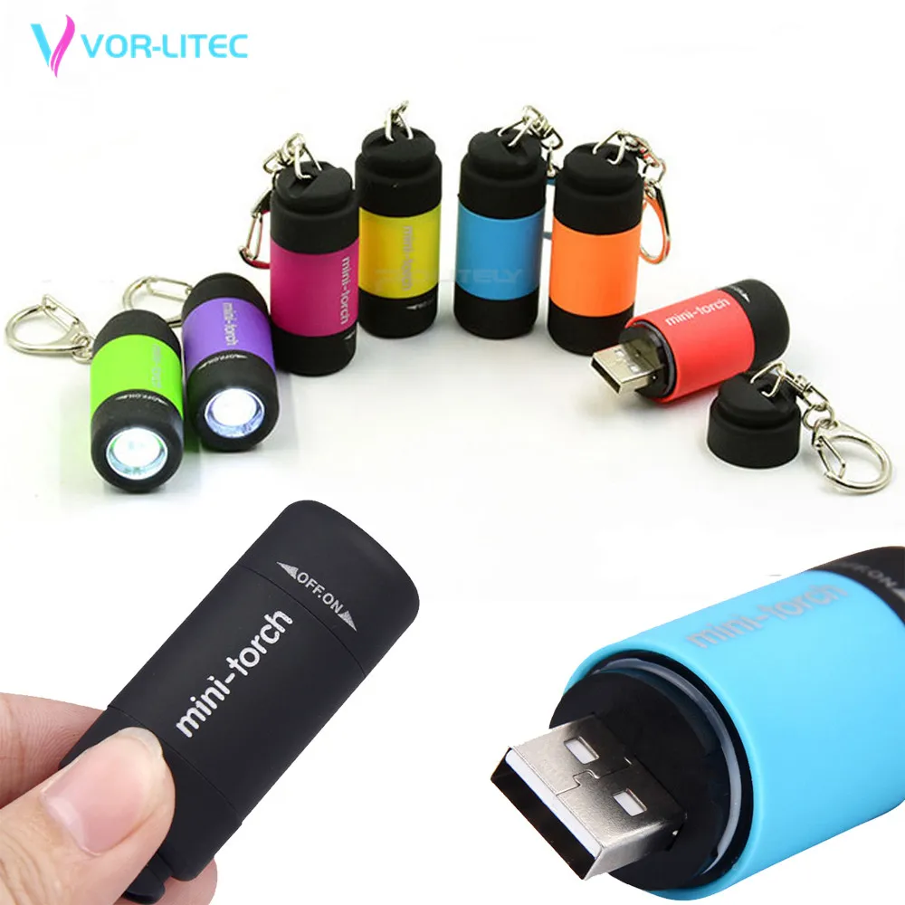 

VORLITEC LED Mini-Torch 0.3W 25Lum USB Rechargeable LED Torch Lamp Portable Keychain mini Torch Bright Light 2021 Led Flashlight