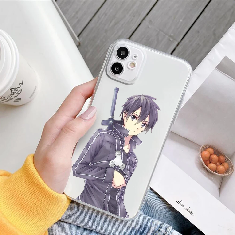 Чехол для телефона Sword Art Online Kirito и Asuna iPhone 11 12 Pro XS MAX XR X 7 8 6Plus SE 2021 мягкий