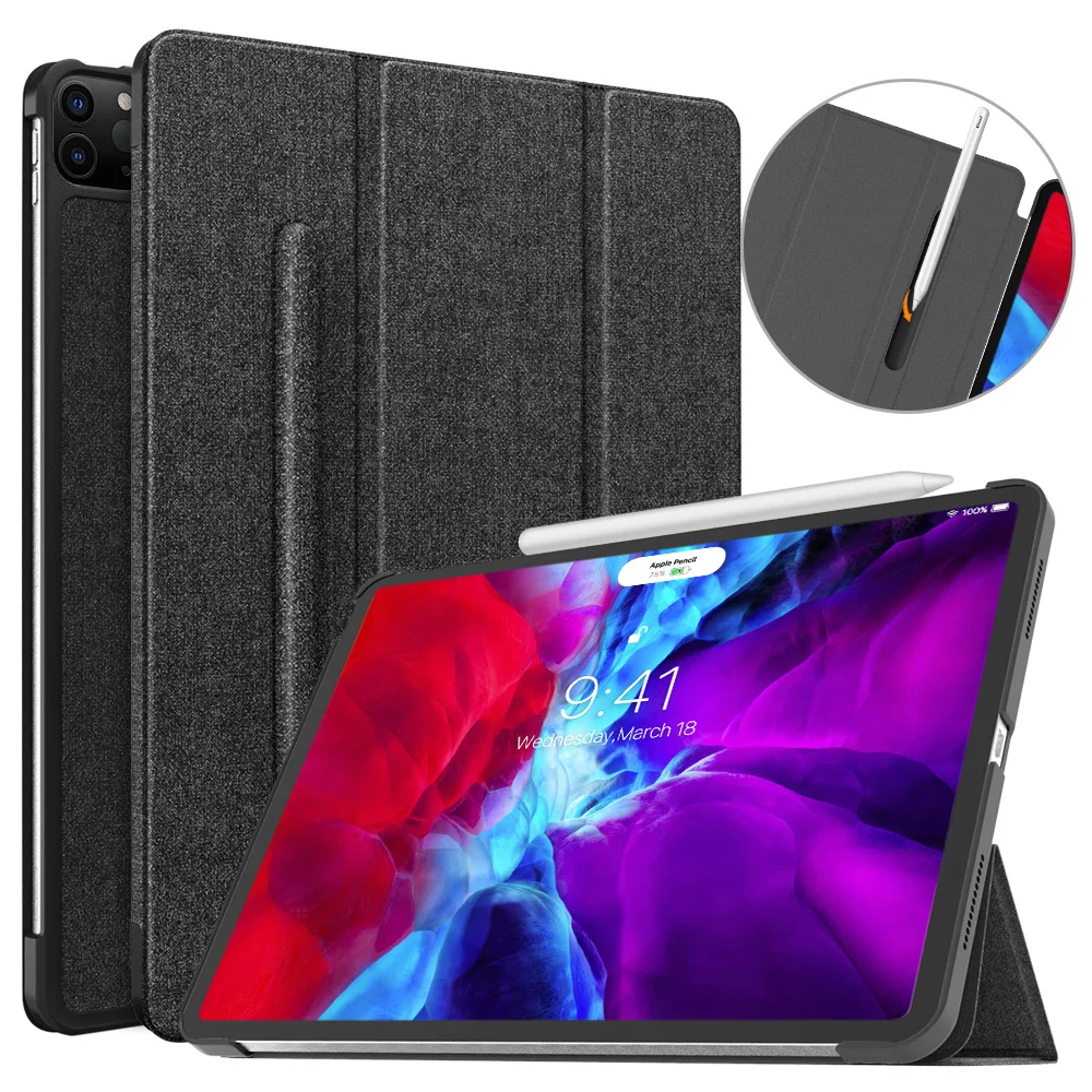 Чехол для iPad Pro 12 9 4 го поколения 2020 и 2018 с эластичным держателем карандашей тонкий
