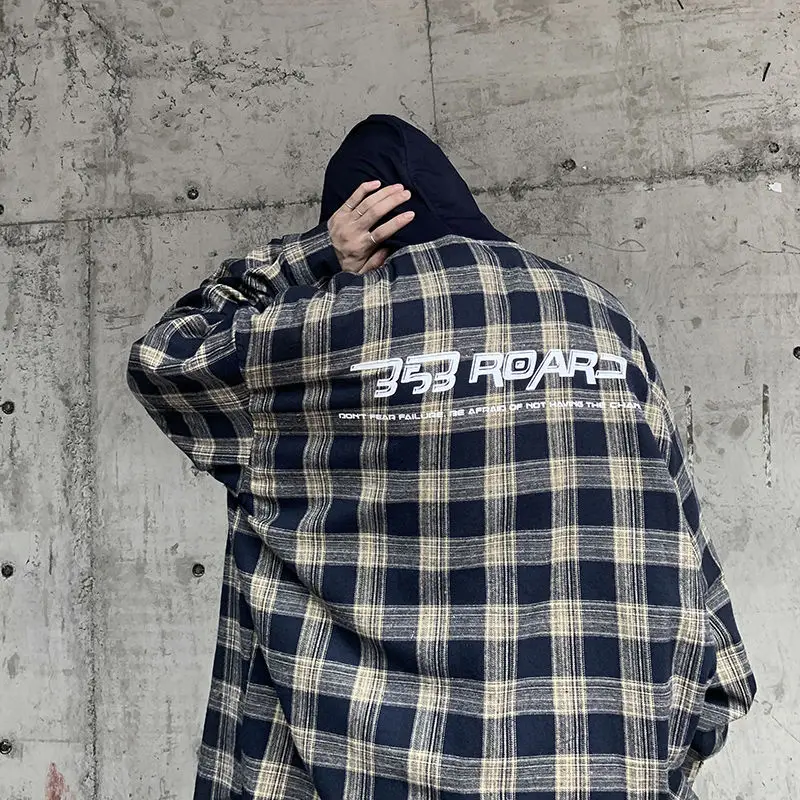 Мужская хлопковая толстовка в клетку с капюшоном и длинным рукавом | одежда