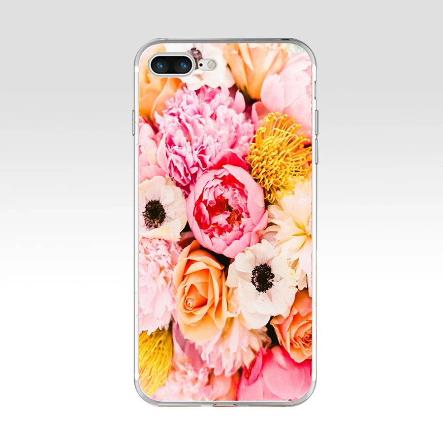 116FG нарисованный пион нежный цветок Мягкий ТПУ силиконовый чехол для Apple iPhone5 5s se 6