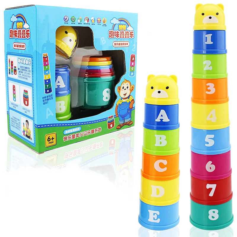 10 шт. игрушка башня штабелирование чашки раннего образования ребенка чашек набор