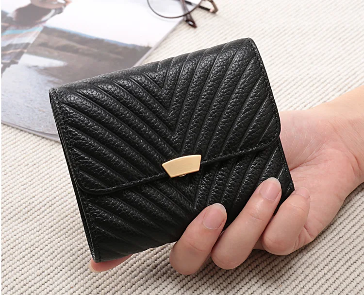 

2020 New Lady 100 % Guarantee the Top Layer Cowhide Leather Wallet Simple Fashion Women Genuine Leather Money Packet