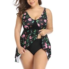 Женские купальники из двух частей с цветочным принтом, женские купальники, пляжная одежда, купальный костюм XL