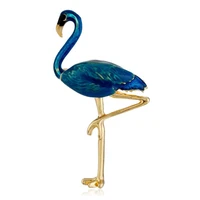 new design flamingo alloy red blue enamel bird brooches women mens metal animal brooch pins banquet broche gift scarf buckle