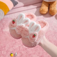 winter girl cotton slippers for women home slippers parent child cotton shoes rabbit ears bow pink shoes funny sandals for men