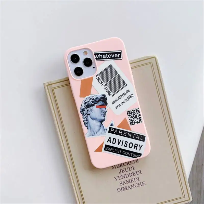 

Great Art Aesthetic David Mona Lisa Phone Case Pink Candy Color for iPhone 11 12 mini pro XS MAX 8 7 6 6S Plus X SE 2020 XR