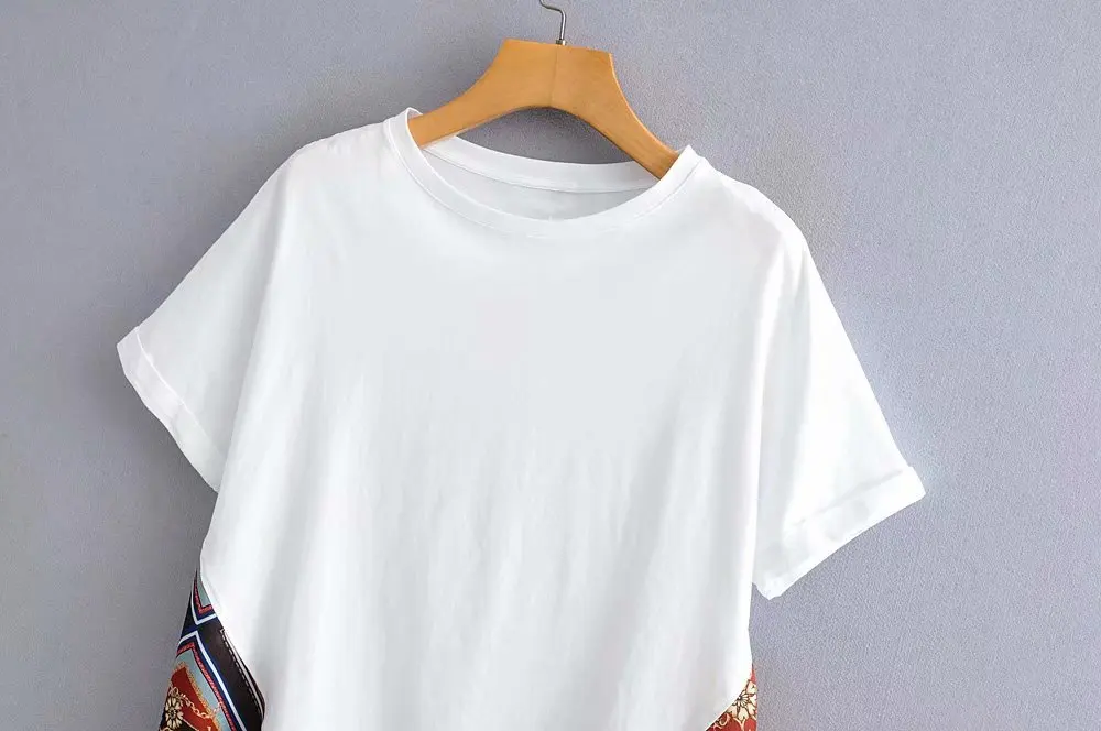 Женская Винтажная футболка с асимметричным принтом украшение для шарфа