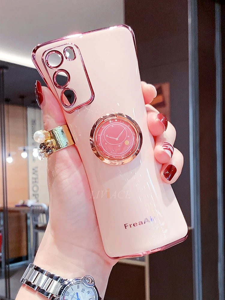 ring holder silicone phone case for xiaomi mi poco m3 luxury plating gold bumper stand soft tpu back cover xiomi poko m3 houses free global shipping