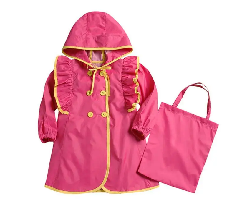 Детский дождевик желтый веселый уличный для девочек плотный водонепроницаемый