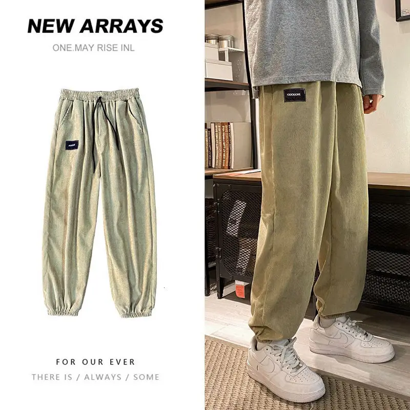 

Corduroy Casual Pants For Mens Sports Loose All-match College Style Trousers Male Spring Autumn Four Seasons Harem Pants S-3XL