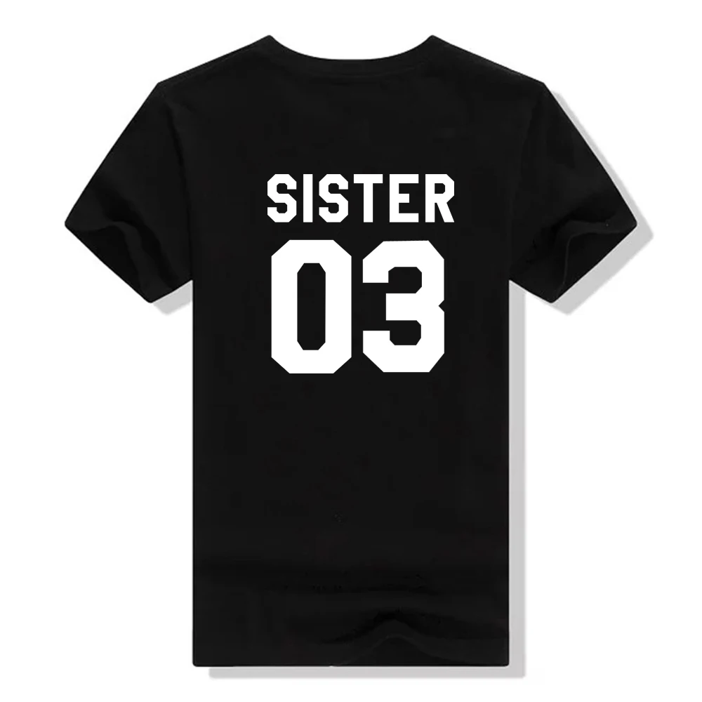 

Summer Women T-shirt Best Friends Tops 01 02 Sister Print T-shirt Short Sleeve Tops Casual T-shirt