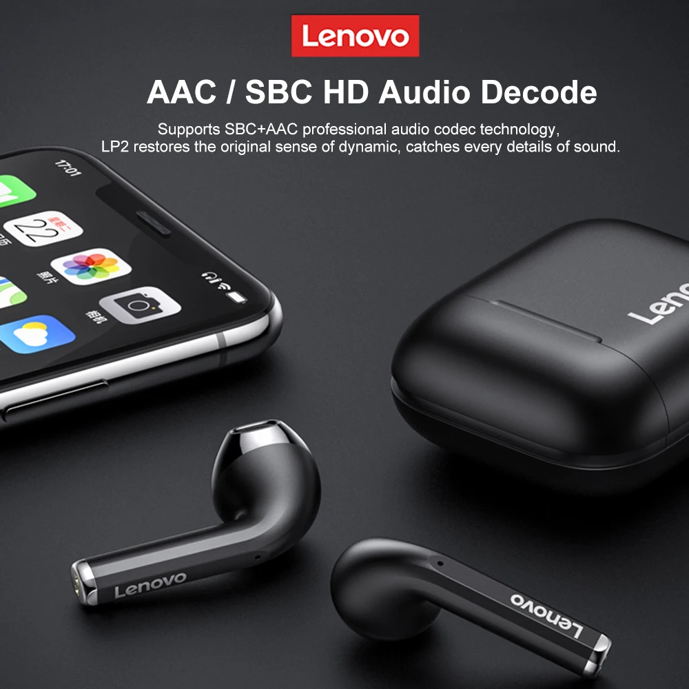 Lenovo LP2 наушники вкладыши TWS True Wireless Bluetooth IPX5 Беспроводной связи устойчивое