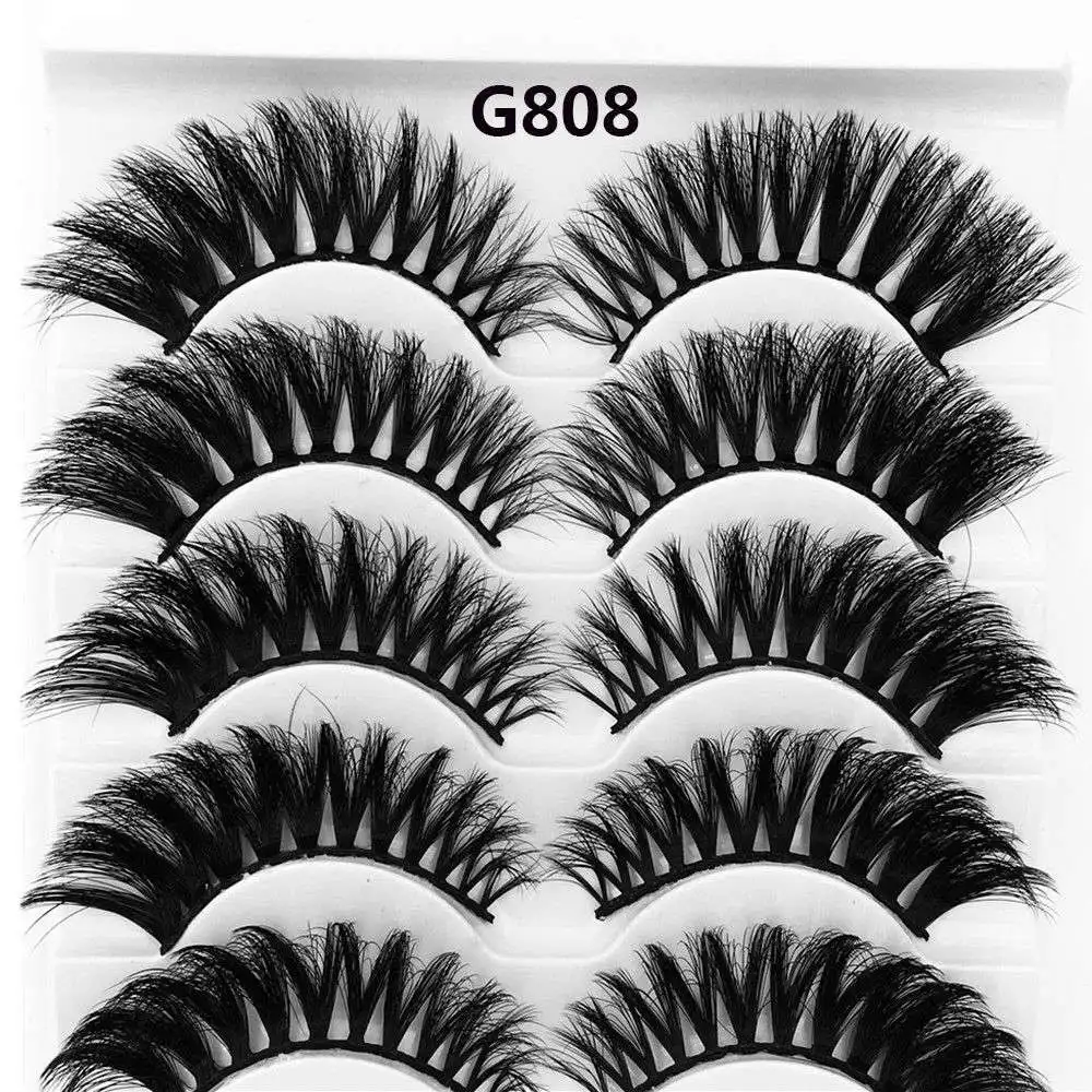G808 Eyelash variety selection 5 pairs of 3D mink hair false eyelashes thick small beam eyelashes natural cross - Цвет: G808