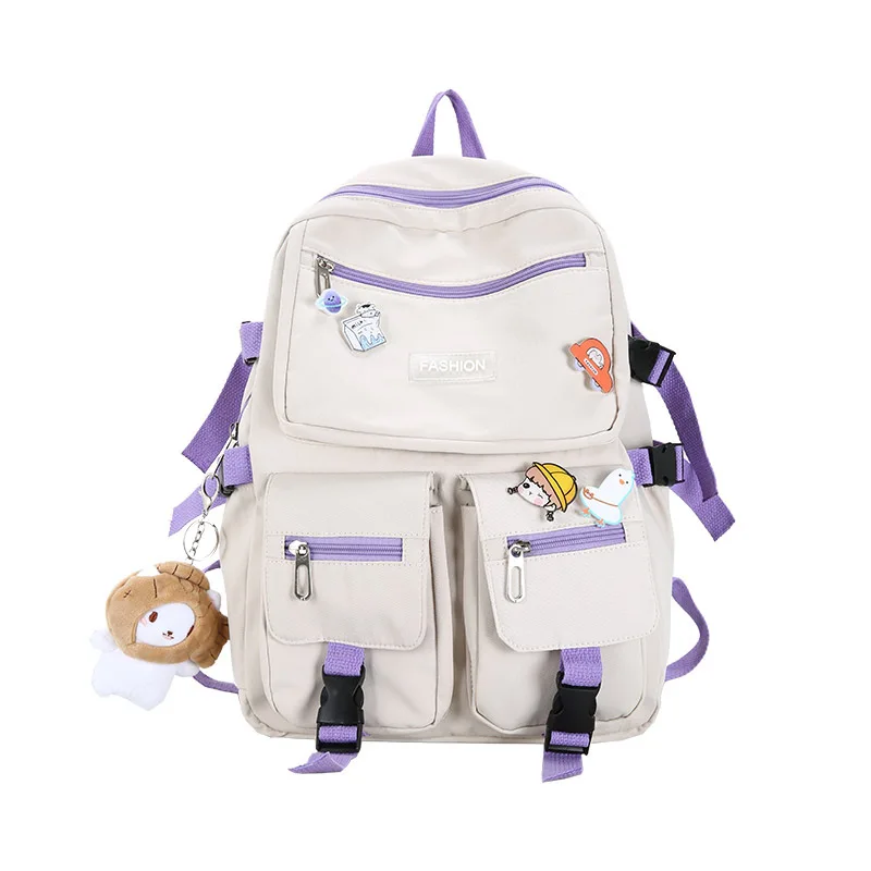 

New Style Backpack Leisure Simple Outdoor Travel Backpack Large Capacity High School Student School Bag Female Nylon Bag