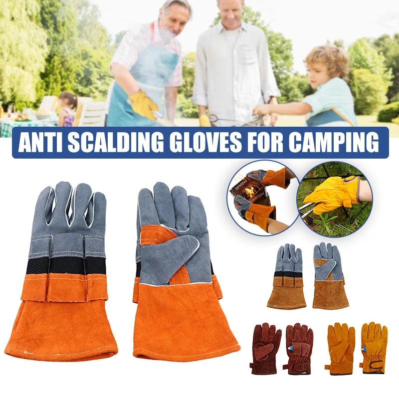 

Protective Anti-Scald Gloves with Side Hanging Loop Design Long Lasting Portable Heat Resistant Non-Slip for Outdoor LKS99