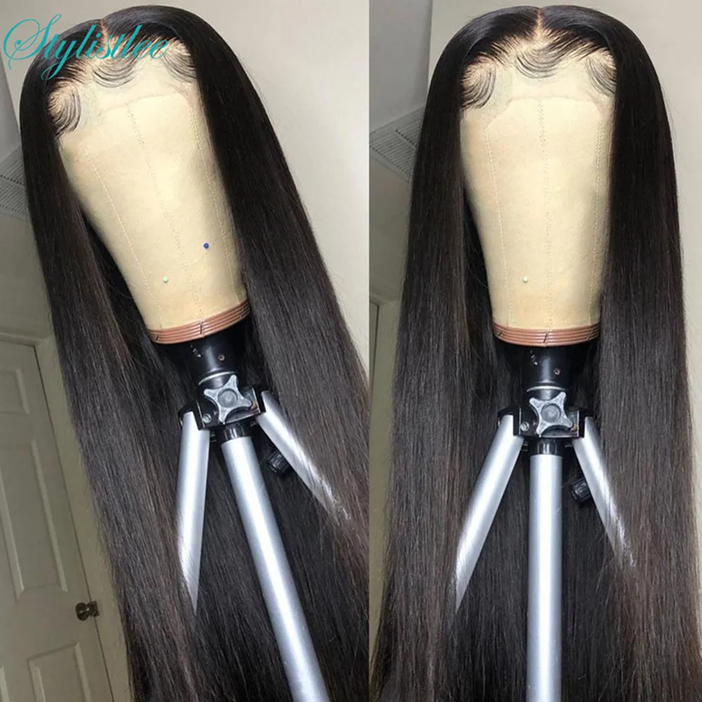 Прямые передние парики из человеческих волос на сетке 13x1 без повреждений