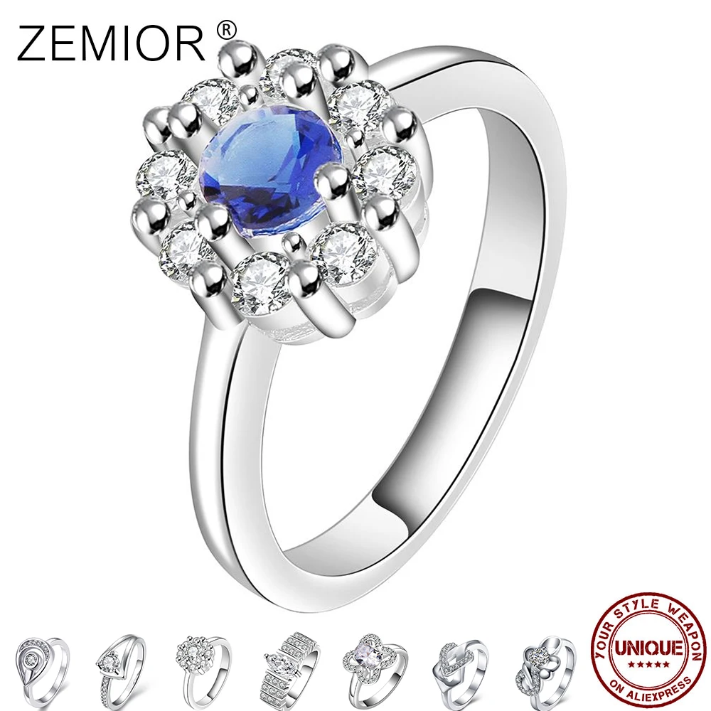 Женское классическое кольцо серебряного цвета с фианитом | Украшения и