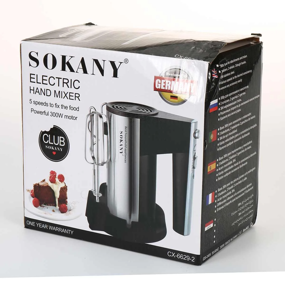 

SOKANY 5 Speeds Hand Blender Electric Food Mixer Handheld Food Blender 300W Household Egg Beater Baking Whipping Cream Machine