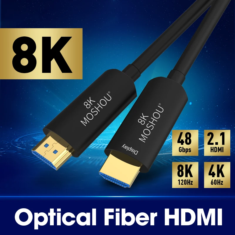 MOSHOU волоконно-оптический HDMI 2,1 кабель Ultra-HD(UHD) 8 к КАБЕЛЬ 120 ГГц 48Gbs с Аудио& Ethernet HDMI шнур HDR 4:4:4 без потерь кабл