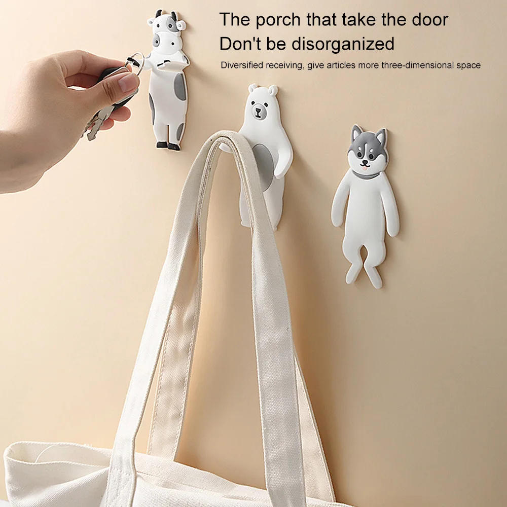 

1PC Wall Hooks Punch Free Cartoon Door Hanging Hook Decorative Bending Hook for Door Behind Kitchen Bedroom Supplies