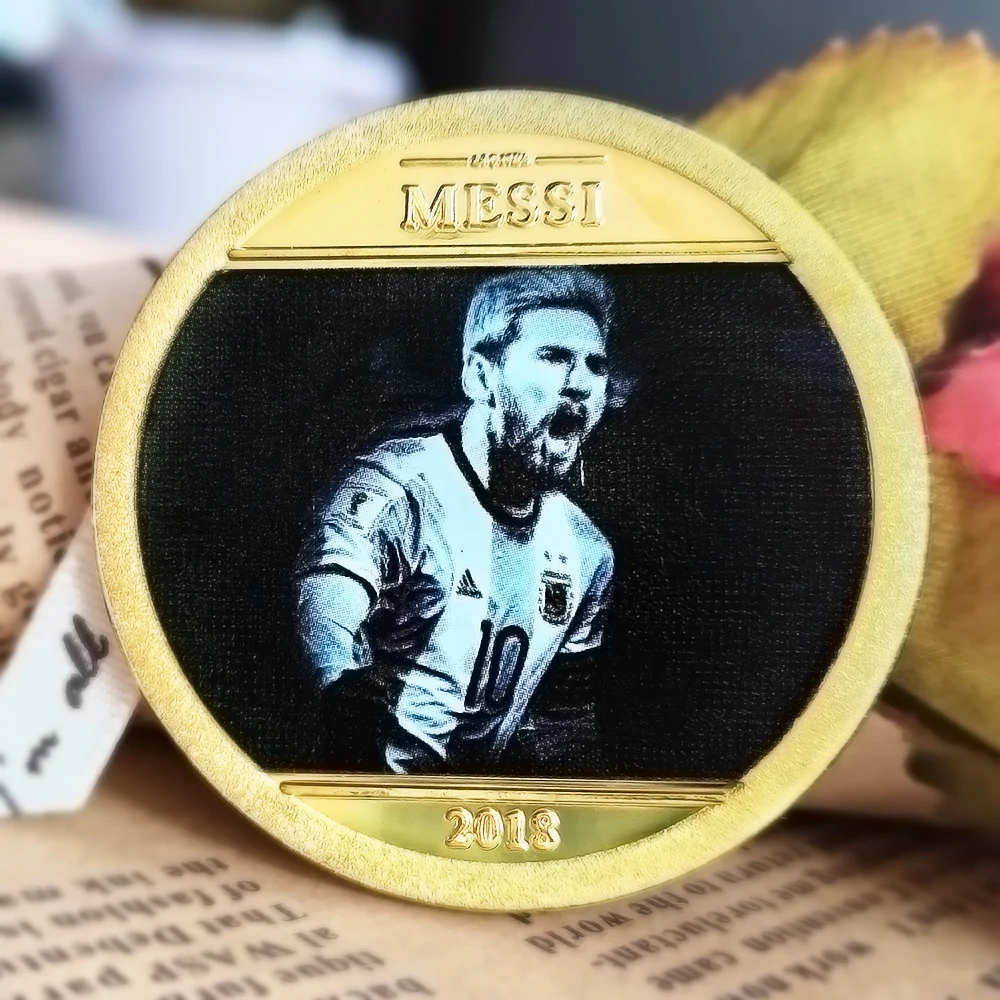 

Football Star Messi Embossed Photocopy Medallion Gold-plated Color Inkjet Crafts Coin Commemorative Gifts Souvenir Coins