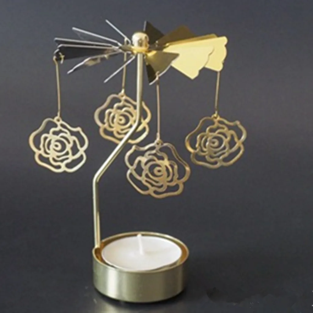 Hot Spinning Rotary Metal Carousel Tea Light Candle Holder Stand Xmas Gift Christmas Decorations For Home navidad 2020 | Дом и сад