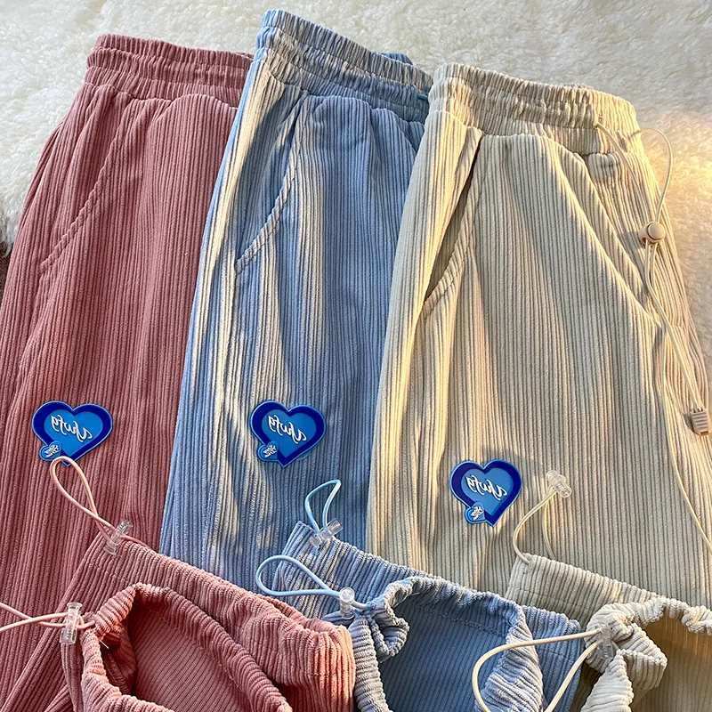 

Women's straight Casual pants Harem All-match Trousers Streetwear Loose Design Fashion High Waist Vintage Drawstring Sweatpants