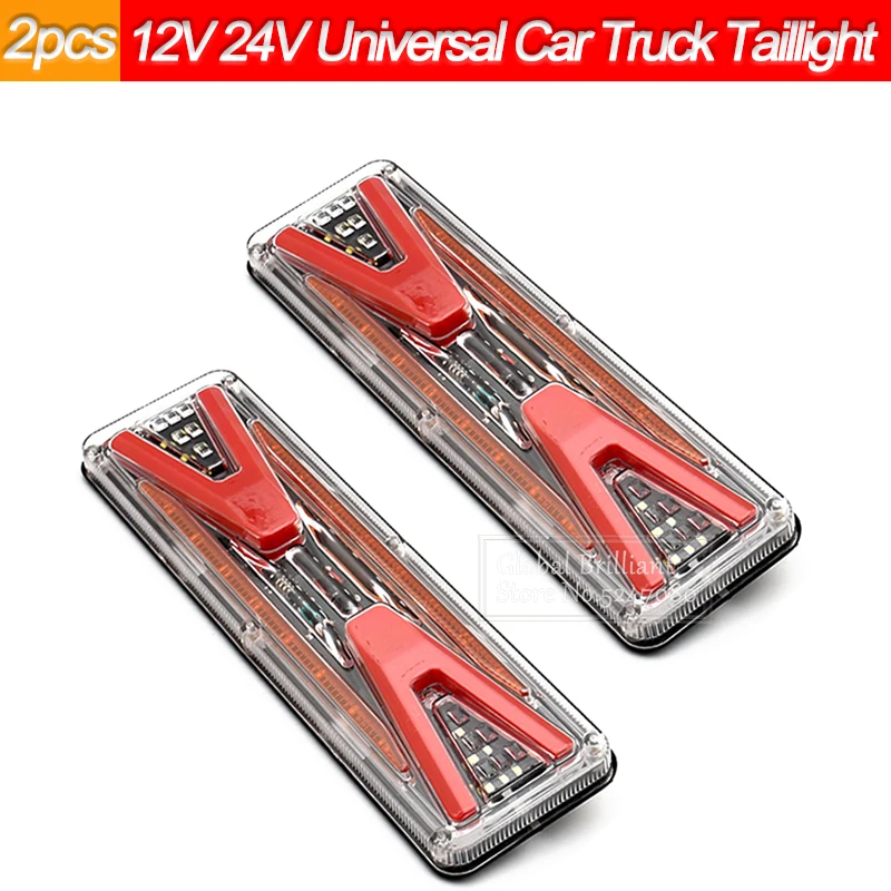 

2x 12V 24V Dynamic Universal Car Truck Rear Taillight Warning Light Signal Steering Brake Reversing Traffic Waterproof Fog Lamp