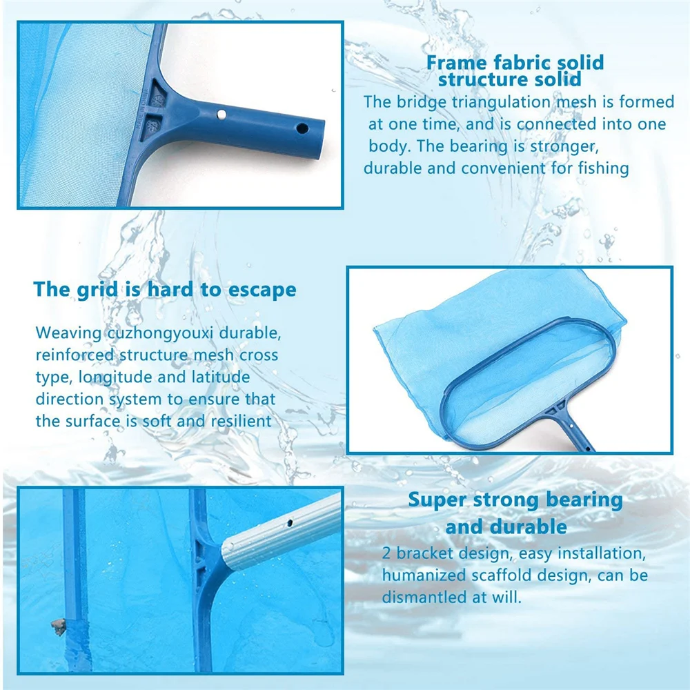 

Pool Skimmer Net Heavy Duty Leaf Rake For Deep Swimming pool Pond Hot Tub Fountain Fish Tank 52x34cm