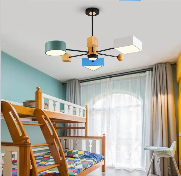 Candelabro nórdico de personalidad Simple, lámpara LED de macarrón para comedor, sala de estudio, tienda de ropa para habitación de niños