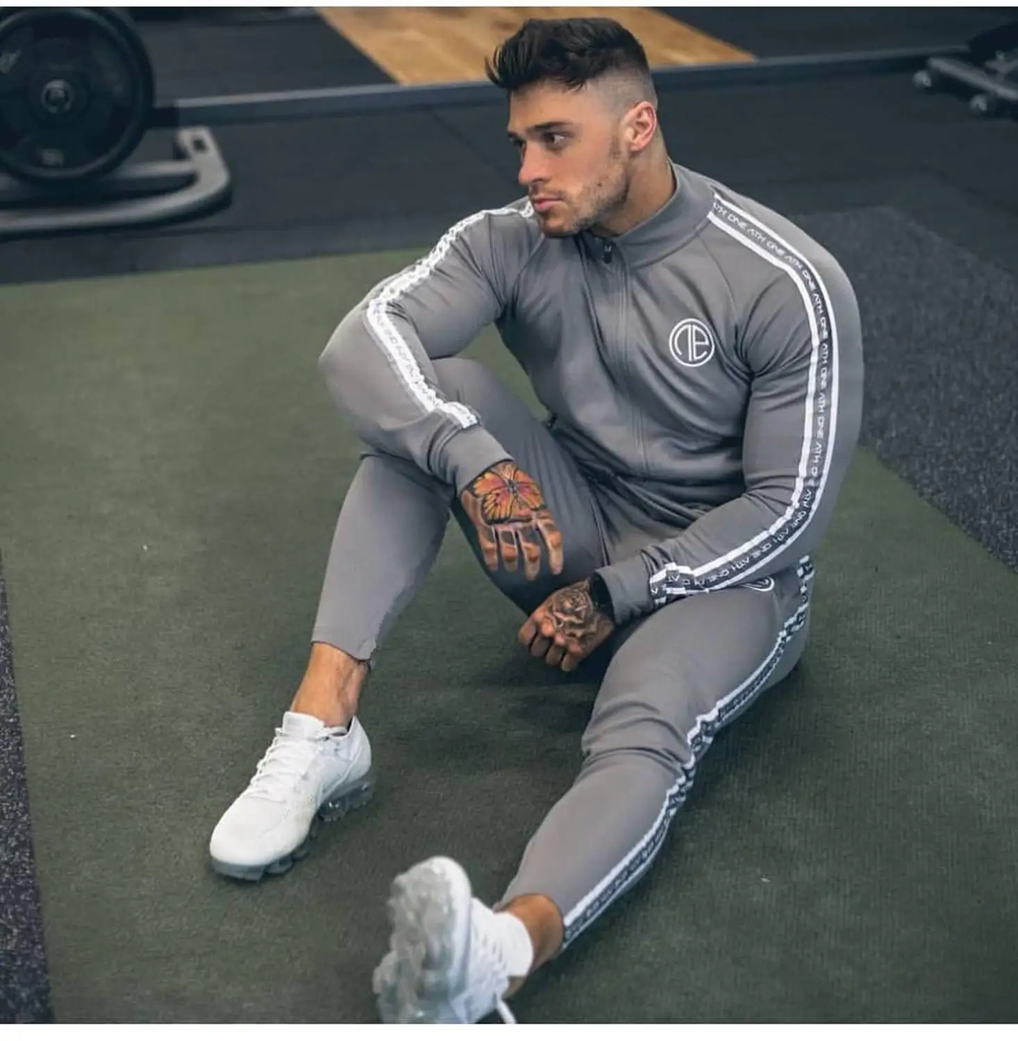 На молнии спортивный костюм для мужчин комплект из 2 предметов Одежда с принтом и