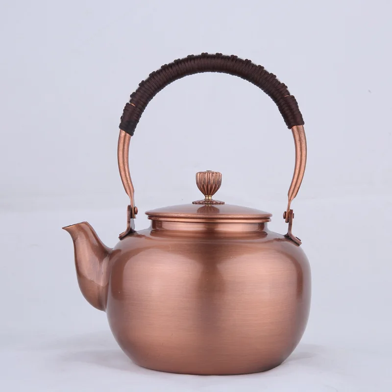 Красный медный чайник античный ручной работы забота о здоровье изысканный узор