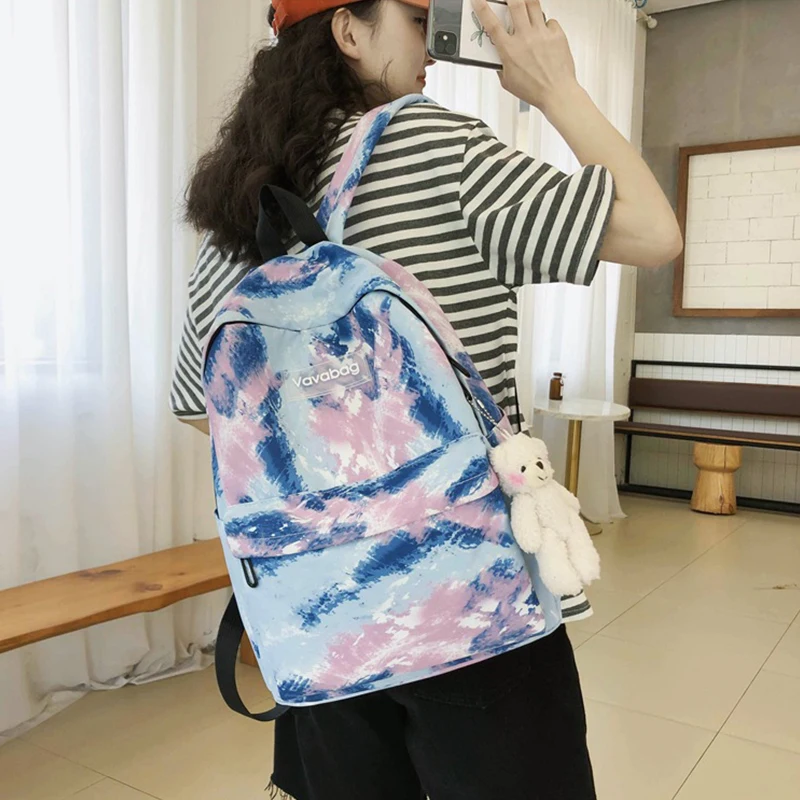 

Nylon Women Travel Backpack Schoolbag for Teenage Girls Korean Style Gradient Color College Student Book Backpack MD0196