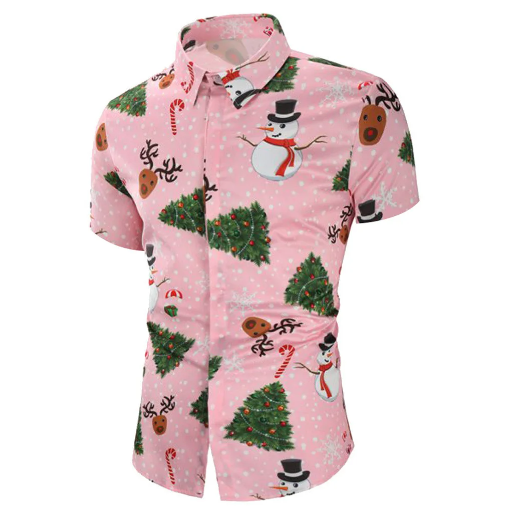 3D Men's Shirt Christmas Short Sleeve Shirt for Men Casual Beach Blouses Hommes Fashion Shirts Male Tops Beach Camicias